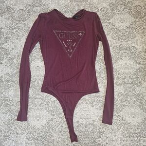 GUESS Women's Burgundy Long Sleeve Top